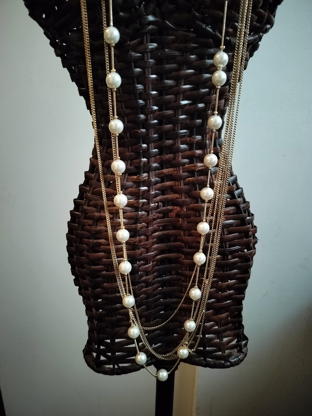 Natasha Multi-Strand Gold Necklace with Pearl Beads - Women's Jewelry